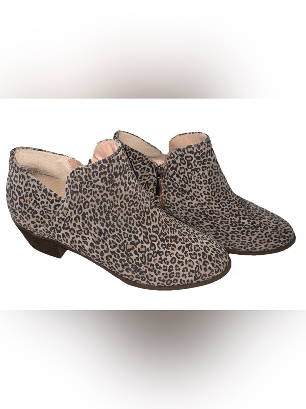 crown & ivy Leopard Print Ankle Booties in Tan and Black
